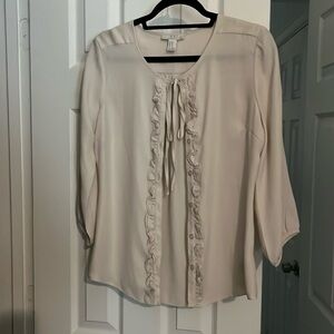 Forever 21 Cream Blouse w/Ruffles in Front